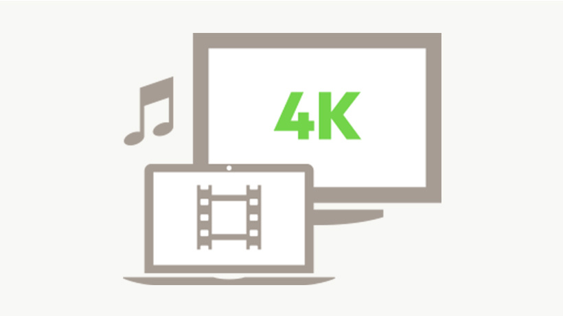 顯示 4K 視訊的電視和手提電腦的插圖